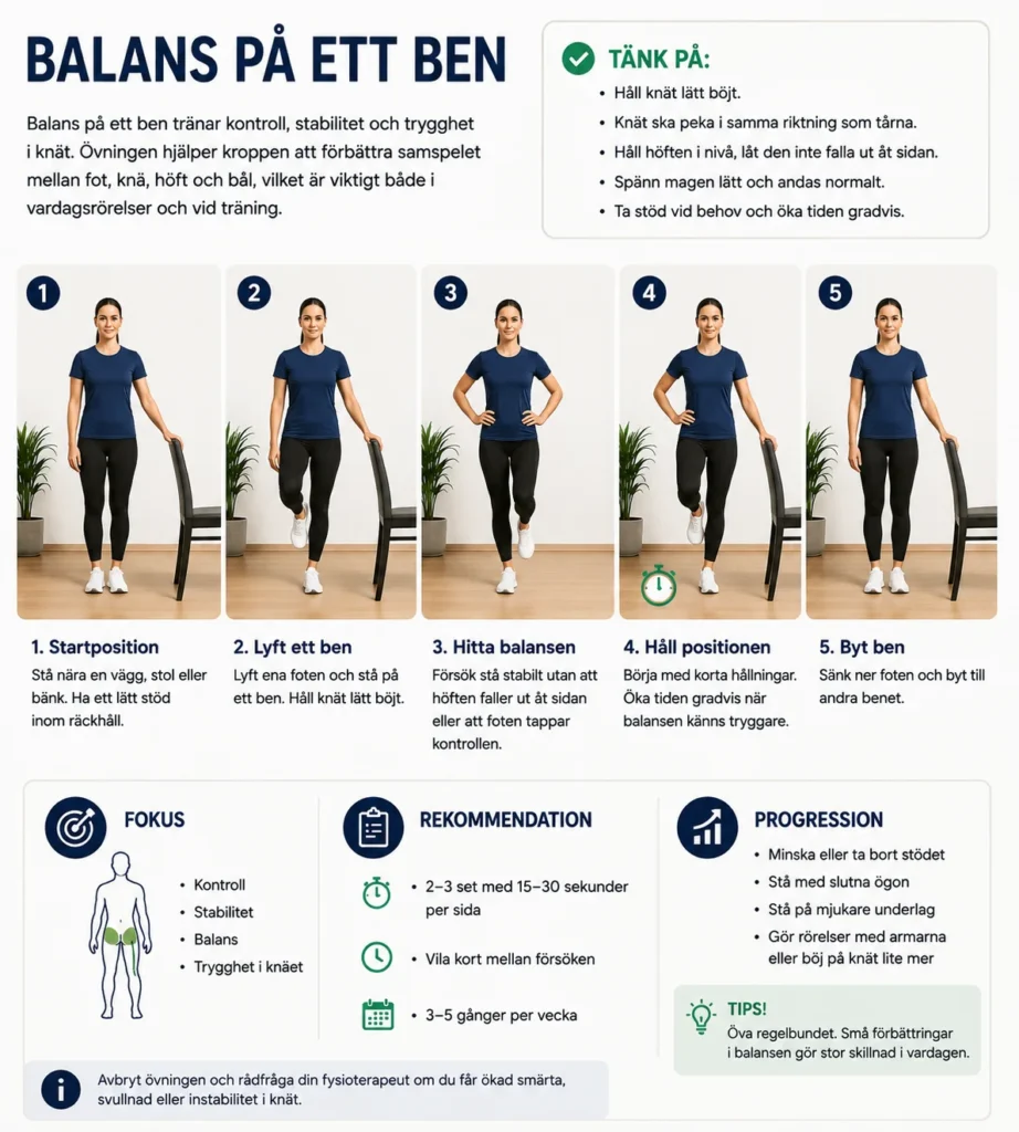 instruktioner för rehabövning "balans på ett ben"