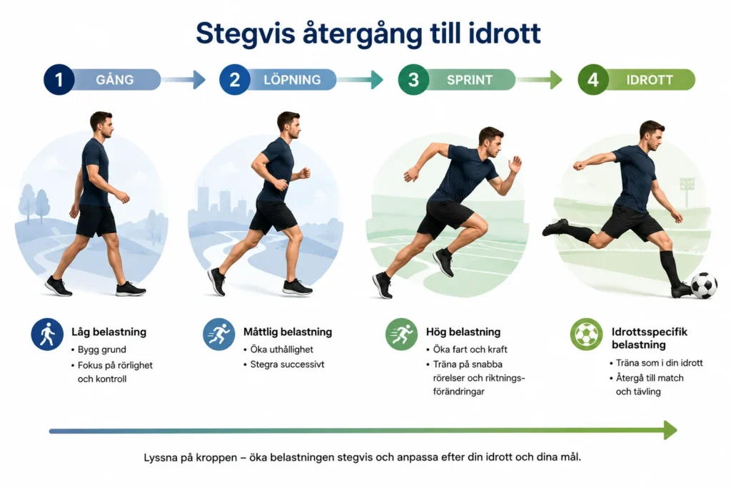 illustration hur man stegvis återgår till idrott