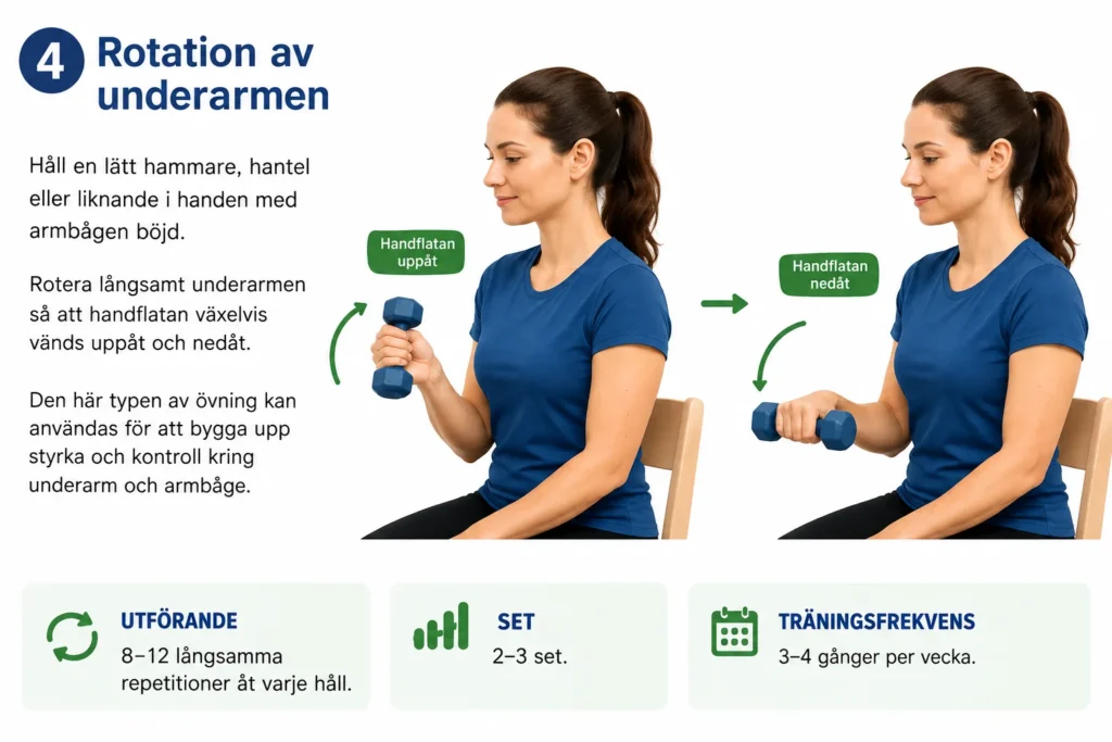 Instruktioner för hantelrotation av underarmen